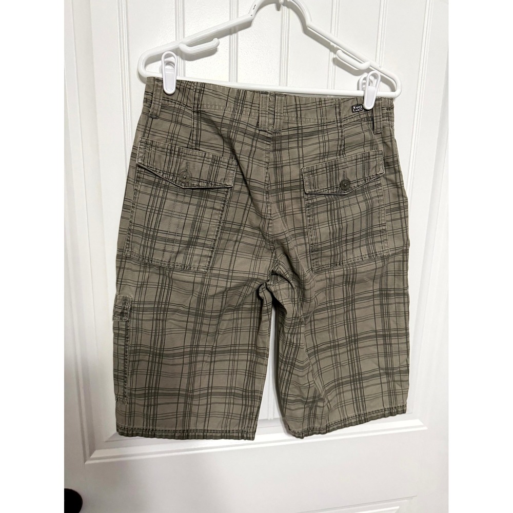 Vans Cargo Shorts Mens 30 Olive Brown Plaid Checkered Skateboarding Casual - Picture 2 of 6
